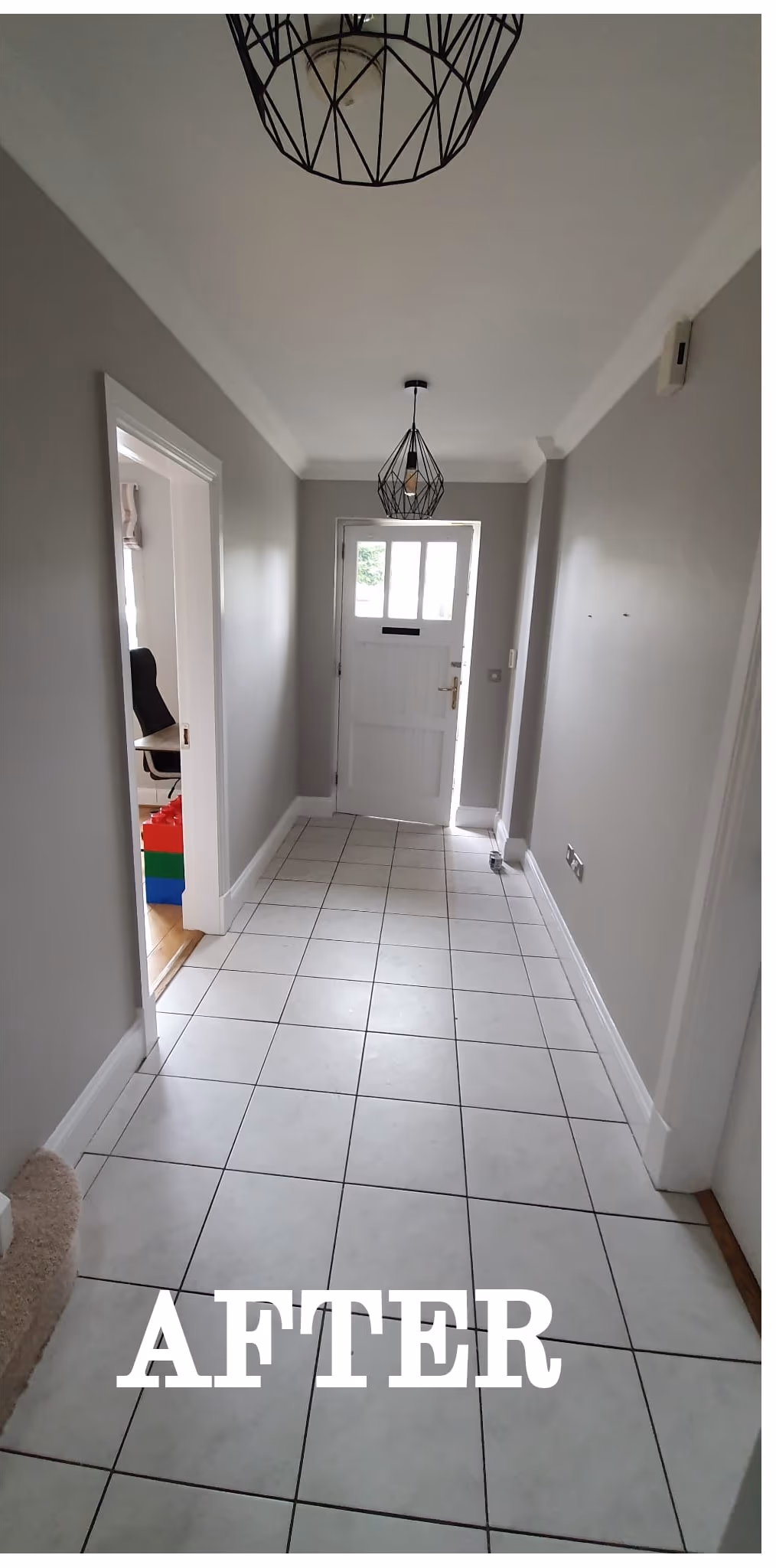 Entrance hallway repainted in grey with white woodwork in Dublin — image 1 of 2