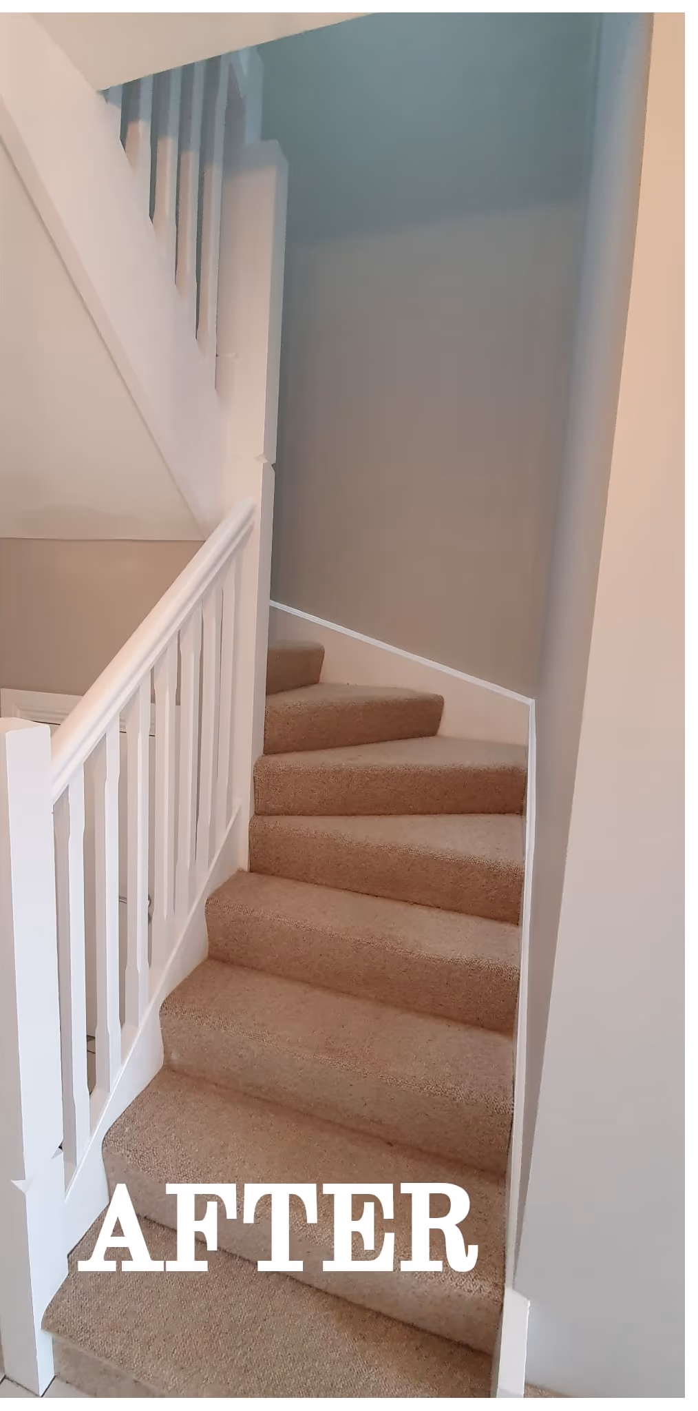Stairwell repainted with a soft feature colour in Dublin — image 1 of 2