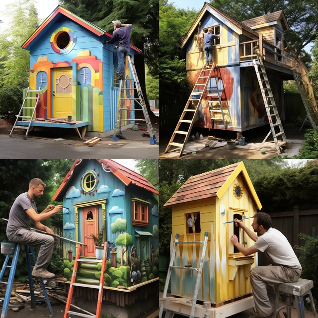 paint an old playhouse painters at work