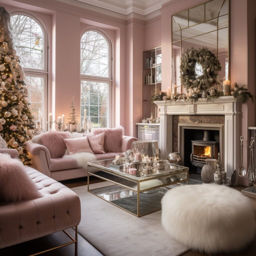 Interior of a dublin home decor for Christmas Blush Pink