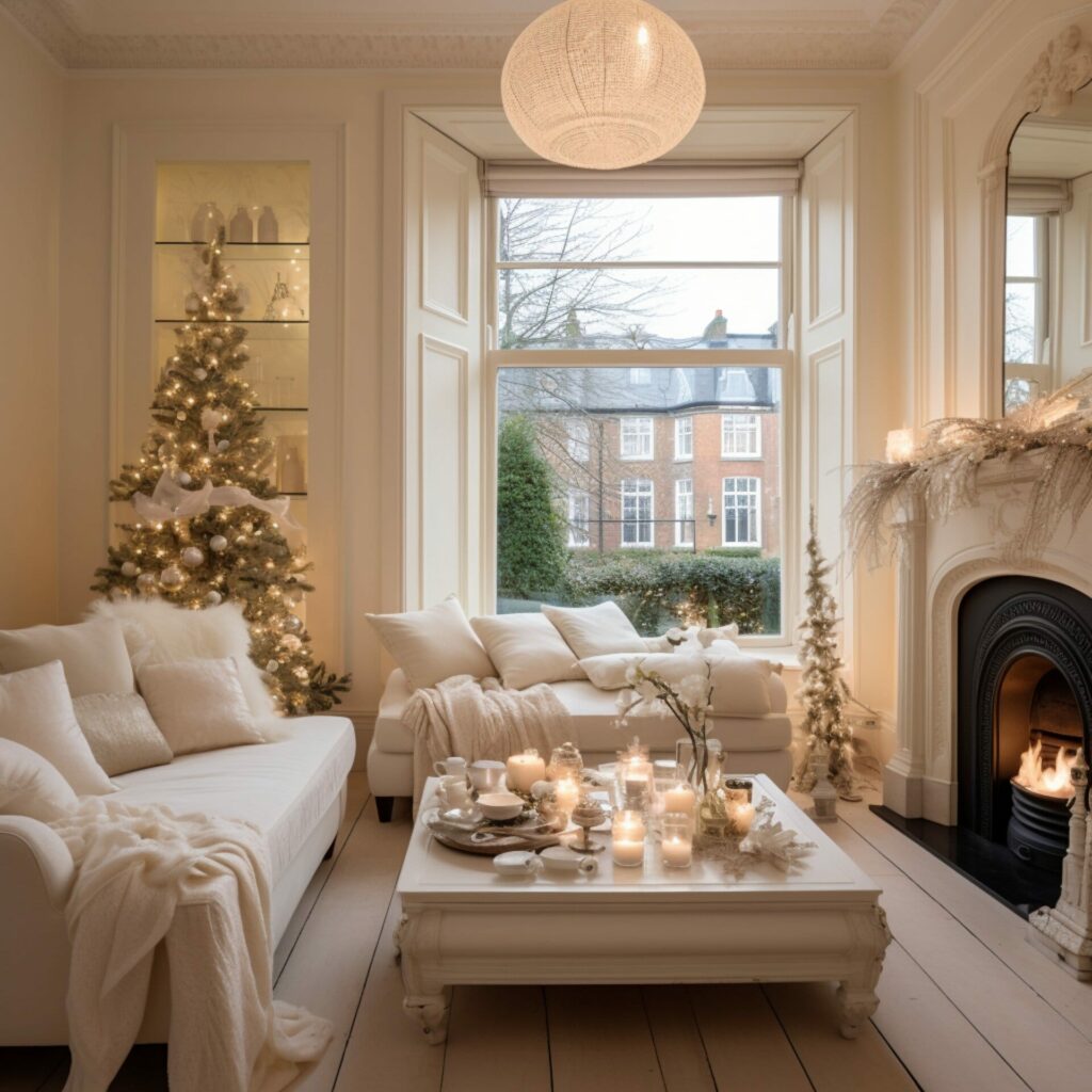 Interior of a dublin home decor for Christmas Creamy Whites