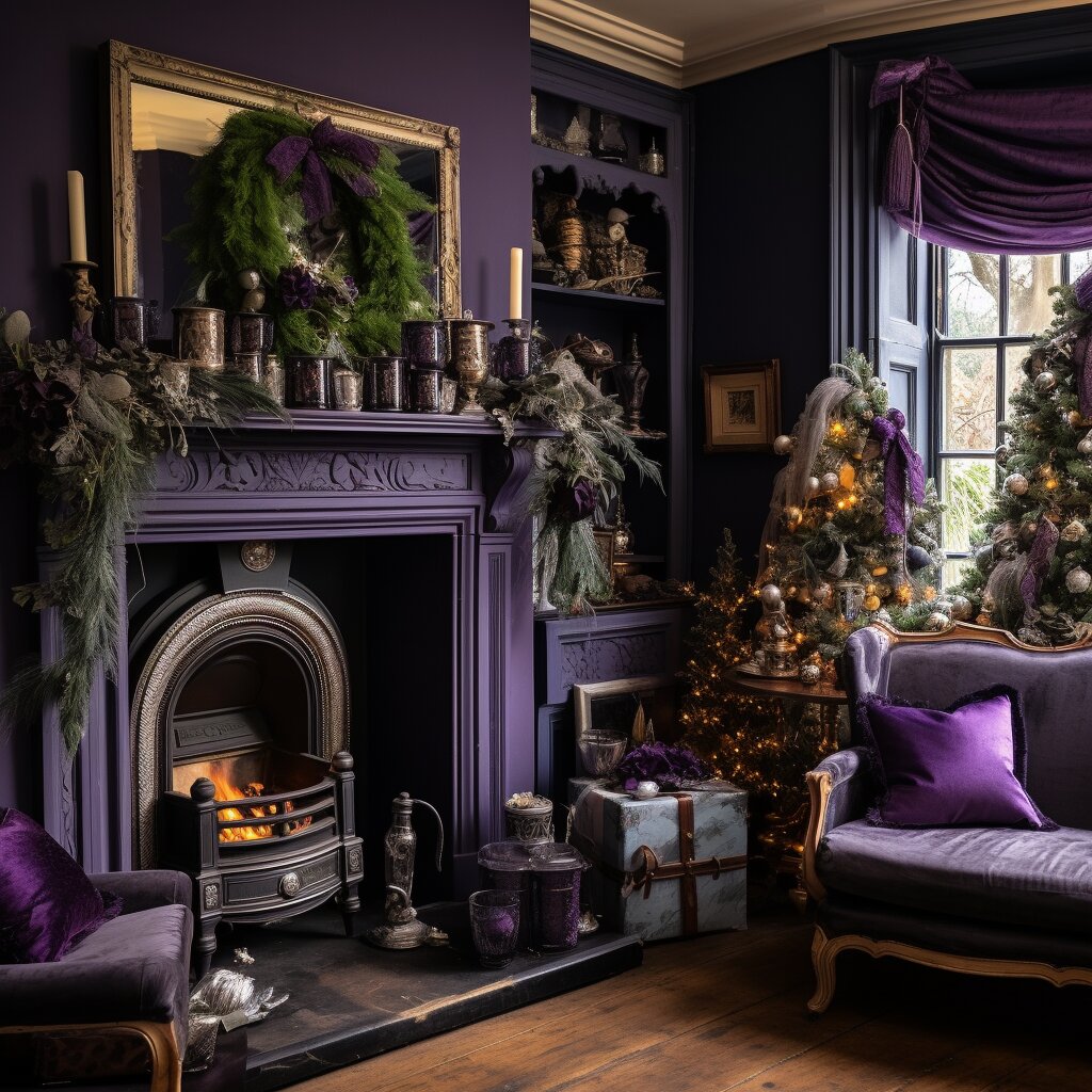 Interior of a dublin home decor for Christmas Deep Purple