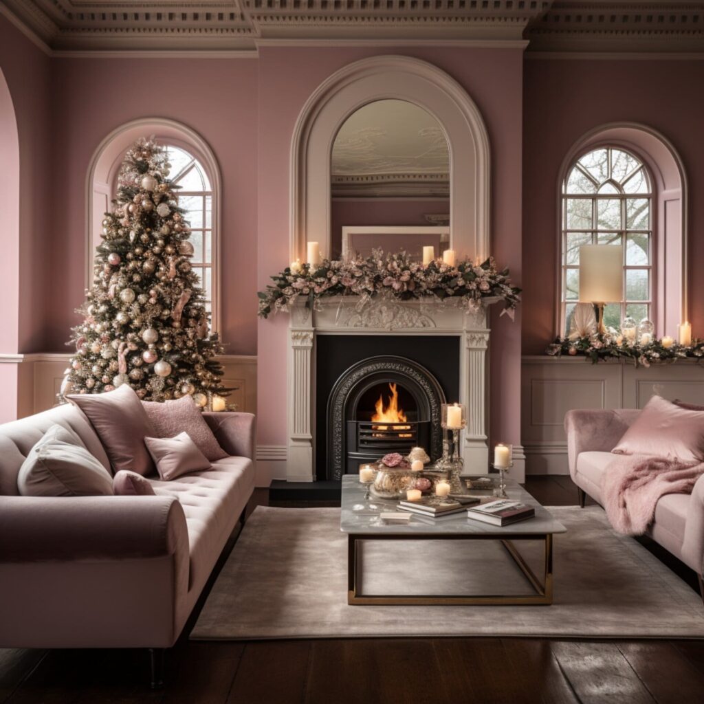 Interior of a dublin home decor for Christmas Dusky Pink