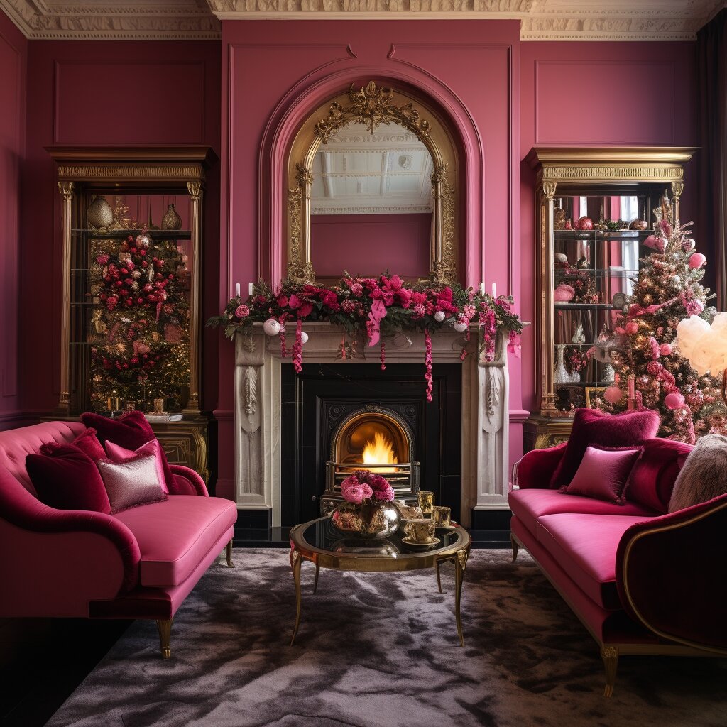 Interior of a dublin home decor for Christmas Hot Pink