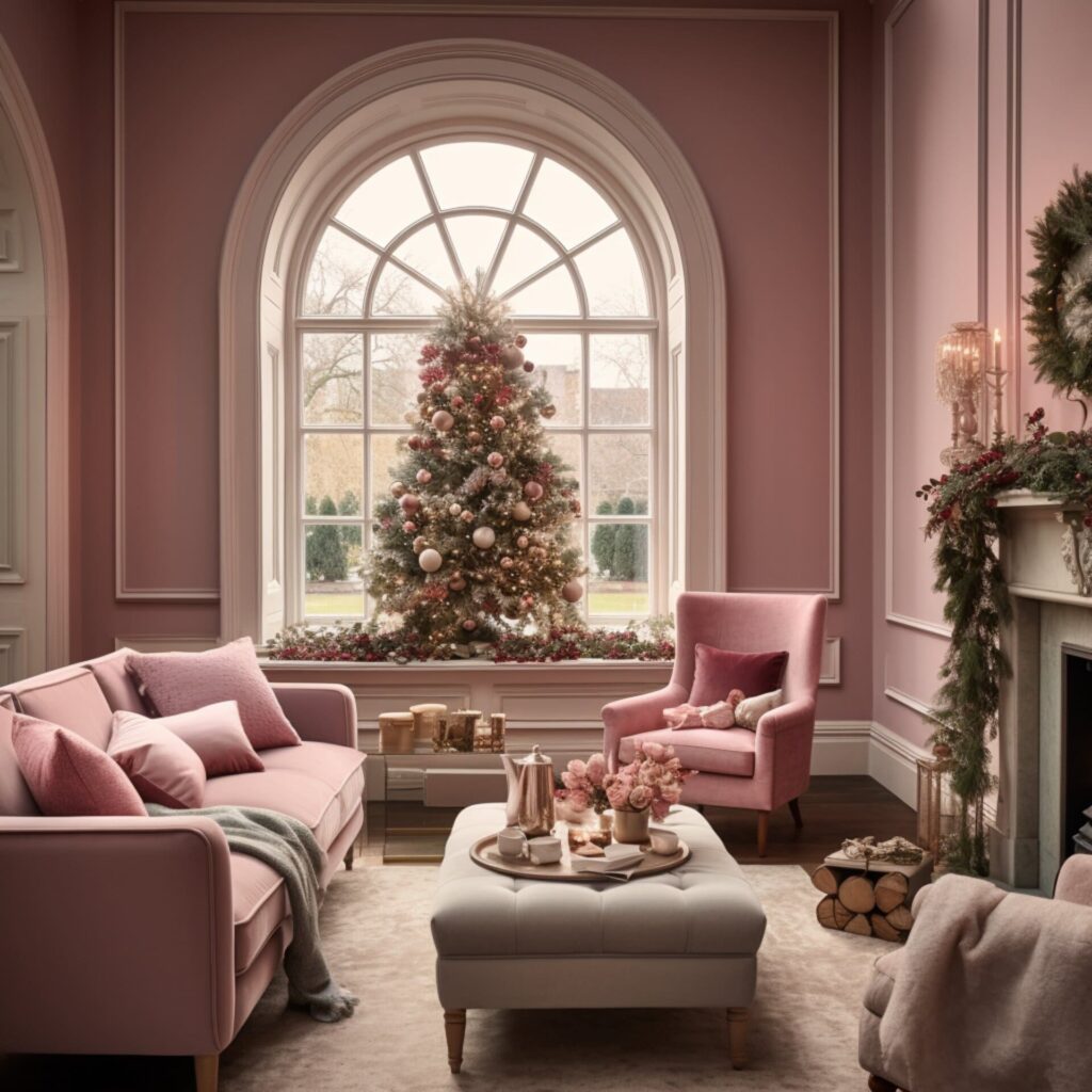 Interior of a dublin home decor for Christmas Raspberry Blush