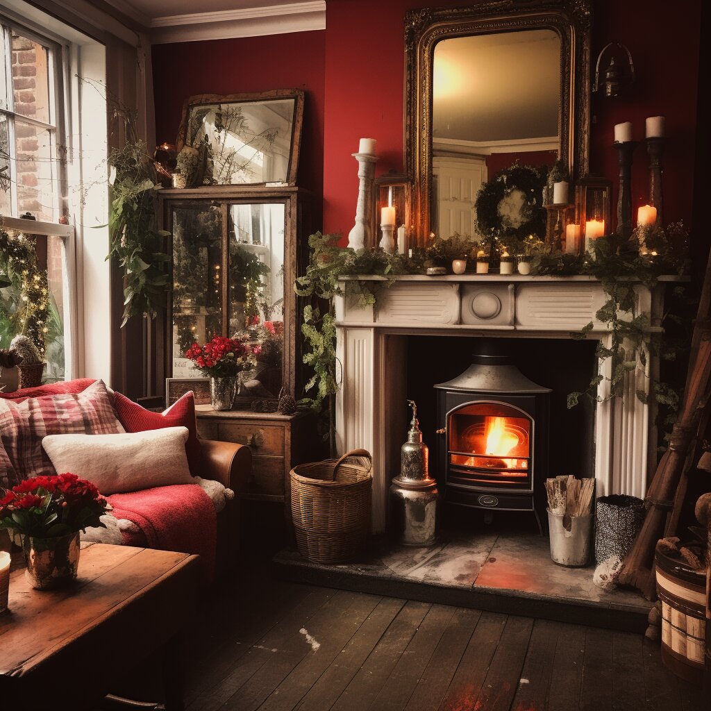 Interior of a dublin home decor for Christmas Rusty Reds