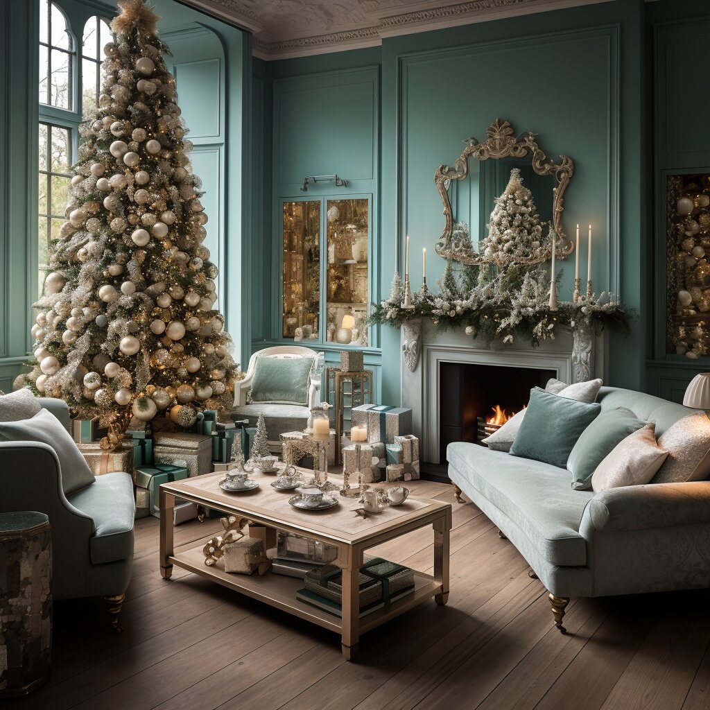 Interior of a dublin home decor for Christmas Soft Blue-Green