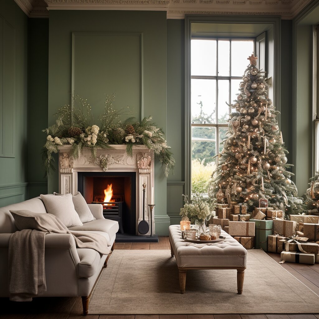 Interior of a dublin home decor for Christmas Soft Sage