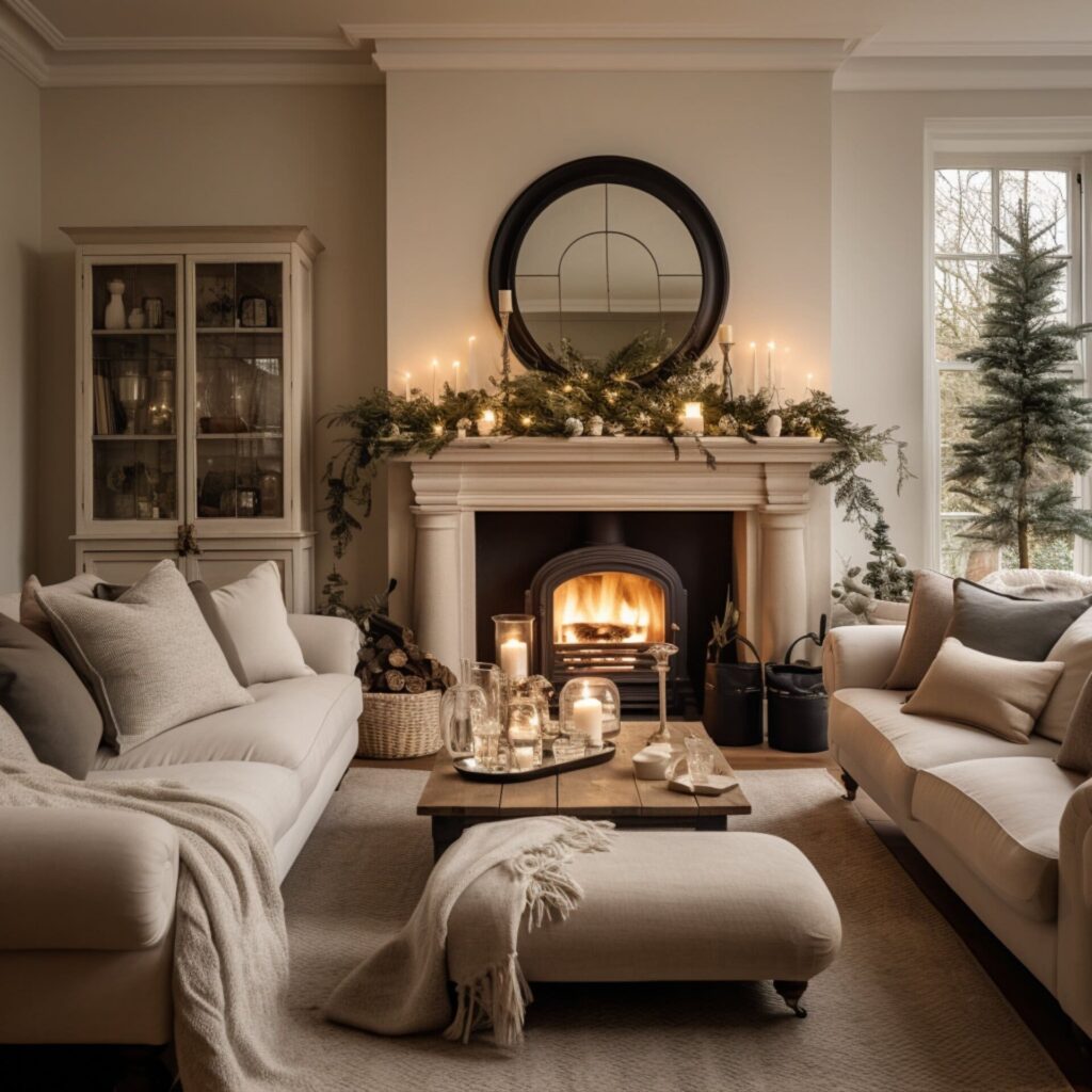 Interior of a dublin home decor for Christmas in Neutrals to Create Calmness